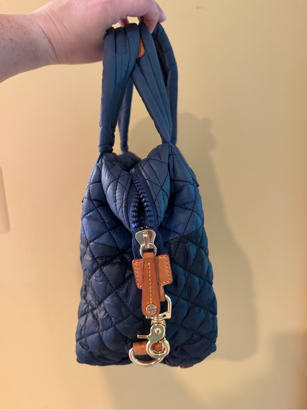 MZ Wallace Quilted Navy and Black Satchel - Picture 4 of 6